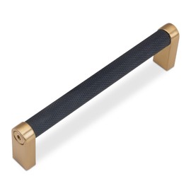 BUKOBYHE 10 Pack 5Inch(128mm) Kitchen Cabinet Handles Black and Champagne Bronze Knurled Cabinet Pulls Black Drawer Pulls Kitchen Hardware