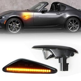 KEEGTBOX Smoked Lens LED Side Marker Lights Kit Fit For 2016-up Mazda MX-5 Miata Fit 2009-2012 Mazda RX-8 and 2017-up Fiat 124 Spider Sequential Amber Front Fender Side Marker Indicator Lamps 2PCS