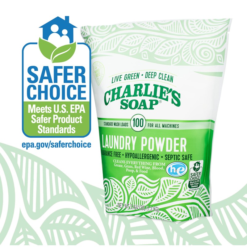 Charlie’s Soap Laundry Powder (100 Loads, 3 Pack) Hypoallergenic Deep
