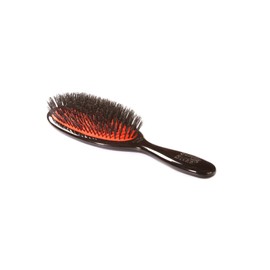 Bass Brushes | Elite Series | Shine & Condition Pet Brush | Ultra-Premium Natural Bristle FIRM | High Polish Acrylic Handle | Medio Oval | Black Finish | Model EMDF