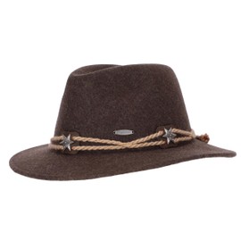 Steigenhöfer Original Men's Traditional Hat, Hiking Hat Tyrolean Art - Georg - Adjustable Size - With Sweatband - 100% Virgin Wool - Faithful Companion for Forestering, Hiking & Oktoberfest, brown, 60