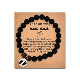 Promoted to Dad Gifts for Father Daddy Natural Stone Bead Bracelet New Dad Gifts First Time Bracelet for Papa Dad Christmas Gifts for Husband Pregnancy Announcement Gifts for Daddy