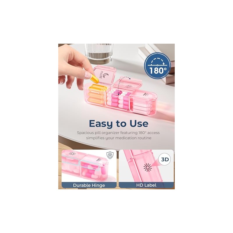 Windtrace Pill Organizer 3X a Day, 7-Day Weekly Compartment |