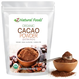 Z Natural Foods Organic Cacao Powder, Nutrition-Packed, Extra-Rich Dark Chocolate Flavor, Perfect for Chocolate Recipes, Shakes, or Smoothies, Non-GMO, Vegan, Gluten-Free, Kosher, 2 lbs