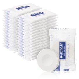 HQSLsund 0.5 oz Bulk Travel Size Bars Soap, Individually Wrapped Small Face and Body Cleanser Round Soaps Toiletries Amenities for Hotel, Guest, Shelter, Charity, Motel, Vacation (50)