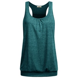 Miusey Tops for Women Womens Sleeveless Round Neck Loose Fit Racerback Workout Tank Shirts Summer Running XXL Green