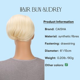 Hepburn-Style Open Hair Piece Bun / Tress with Hair Tie in Selection of Colours