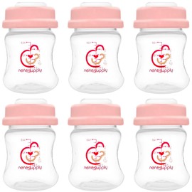 Nenesupply Storage Bottles Collection Bottles for Spectra S1 S2 Motif Luna Breast Pumps 6 pc 4.7oz 140ml with Collar and Sealing Disc. Breastmilk Storage Replace Spectra Bottles Wide-Mouth Bottles
