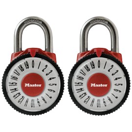 Master Lock 1588T Locker Lock Combination Padlock with Magnification Lens, 2 Pack, Assorted Colors