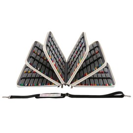 Lbxgap 500 Slots Colored Pencil Organizer PU Deluxe Leather Pencil Case Holder forWatercolor Pencils & Gel Pe（Pink，Large Slots）