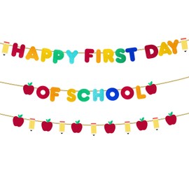 Happy First Day of School Glitter Banner Decorations, Welcome Back to School Decor,First Day of School's Decorations,for Home Classroom Teacher Office Party Supplies