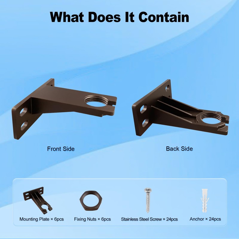 EZlumify Landscape Lighting Gutter Brackets, Mounting Bracket Base Plate for