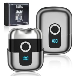 Mini Rasuradoras Eléctricas para Hombres, Ipx6 Impermeable Mini Maquinilla de Afeitar Portátil, Afeitadora Eléctrica Portátil Rotativa de Doble Anillo, Ideal Para Viajes Negocios, Oficina y Camping