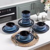 LeRatio Ceramic Dinnerware Sets for 6,Porcelain Plates and Bowls Sets,Handmade