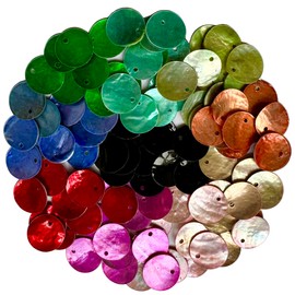FM FM42 100PCs Multicolor 15mm/0.59" Round Shell Disc Charm with Hole for Jewelry Making