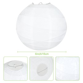 Encham Lampshade Paper Lantern Round Lanterns Ribbed 15 cm 6 Inches for DIY Party Garden Wedding Birthday Decoration
