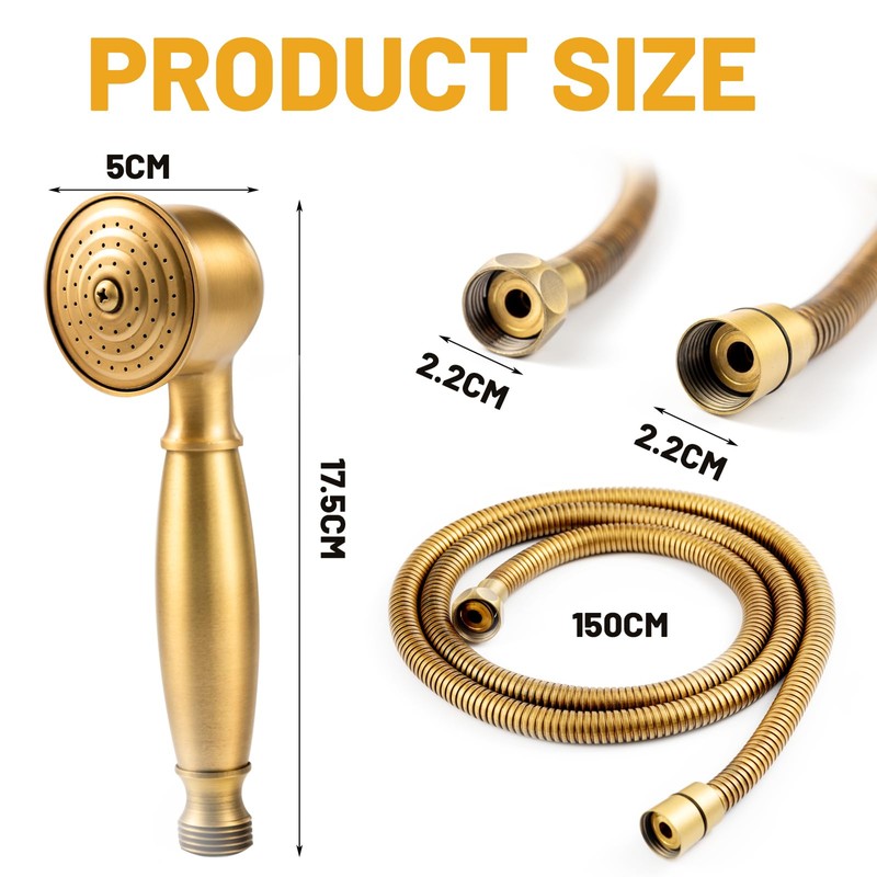 Ycxydr Antique Bronze Shower Head, Telephone Shaped, 1.5M Stainless Steel