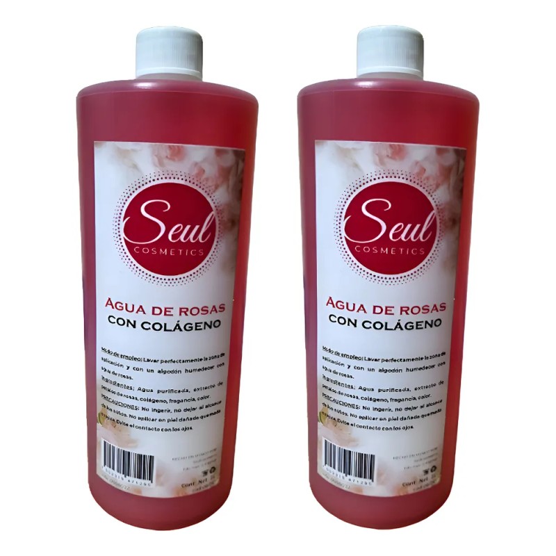 Agua De Rosas Con Colágeno Tónico Facial 2 Litros Todo