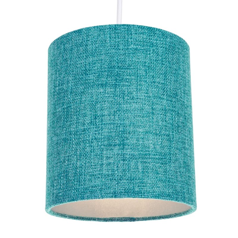 Modern and Sleek Teal Linen Fabric Small Cylindrical Lamp Shade