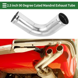 Motoforti 90 Degree Mandrel Exhaust Tube with Bead Roll DIY Custom Car Modified Exhaust Pipe Tubing Piping 2.5" OD 5.91" Length T304 Stainless Steel Silver Tone