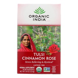 UD_Organic India Tulsi Tea Cinnamon Rose 18 Tea Bags Per Case Flavorful Organic Tea
