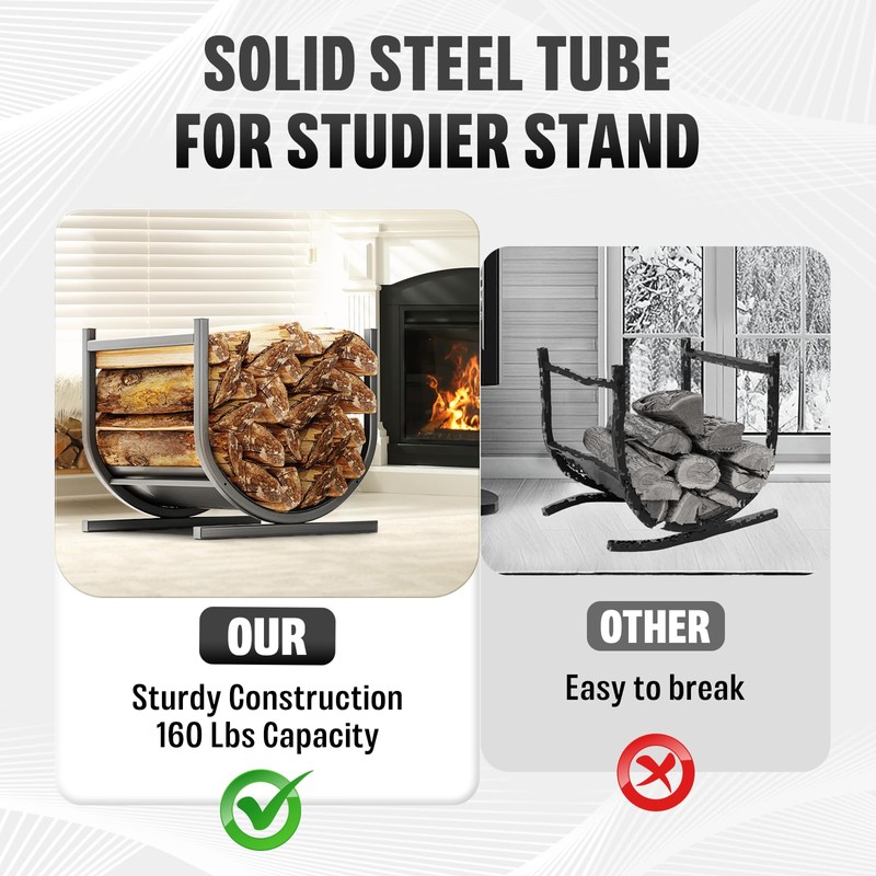 Idzo 17in Decorative Heavy Duty Firewood Storage Log Rack Decorative