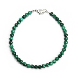 Kathy Bankston Handmade Malachite Bracelet with Clasp, Small 4mm Green Gemstone Beads, Made to Order Lengths 925 Sterling Silver or Yellow Gold Fill