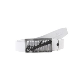 Cipo & Baxx Men's Belt Logo Clasp Leather Belt CG191, White
