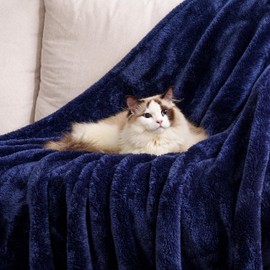 Berkshire Blanket Classic Extra-Fluffy™ Plush Throw Blanket, Soft Fuzzy Fluffy Long Hair Throw Blanket for Couch Sofa Bed, Atlantis Dark Blue, 50x60 Inches