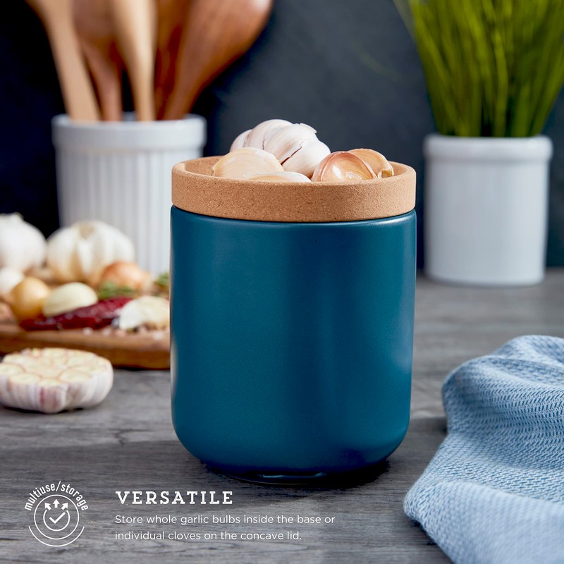 Ceramic and Cork Breathable Garlic Keeper to Allow Air Flow