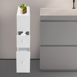 HAPPCUCOE Bathroom Cabinet,Bathroom Storage Cabinet,Rolling Narrow Bathroom Storage Cabinet,Slim Bathroom Storage Cabinet for Home,Bathroom,White