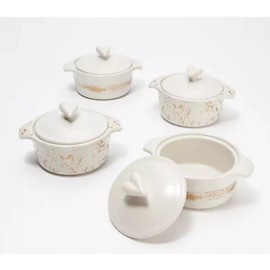 Ayesha Curry 4 Piece 10 Oz Mini Casseroles with Gold Detail
