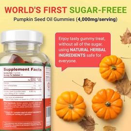 Purify Life Sugar-Free Pumpkin Seed Oil Gummies (4,000mg/serving) Pumpkin Seed Oil for Hair Growth, Youthful Skin, Prostate Health, Immune & Urinary Tract Support-Natural Source of Essential Fatty Acids-60 Chews
