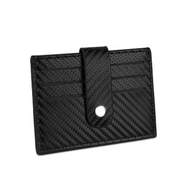 AfitLulu Credit Card Holder for Men, Carbon Fiber Neutral Card Holder Wallet with 6 Card Slots and Buckle, Ultra Thin Wallet for Coin and ID Cards (Black)