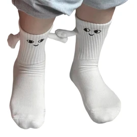 2 Pairs Magnetic Hand Holding Socks - Funny Magnetic Suction 3D Doll Couple Socks, Cute Hand in Hand Friendship Socks, Unisex Mid-Tube Socks, Holding Hands Socks for Girls Women, Dress Up