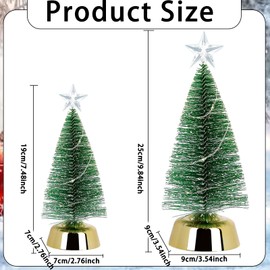 2 Stück Mini Weihnachtsbaum,Kleiner Weihnachtsbaum mit LED Lichterketten Tannenbaum Weihnachtsbaum Künstlich Miniatur Christmas Tree mit Beleuchtung Weihnachtsdeko Tisch Weihnachten Deko (19cm+25cm)