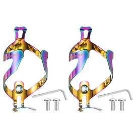 HARFINGTON 2pcs Bike Water Bottle Holder Lightweight Alloy Universal Bicycle Bottle Cages Cycling Cup Holder with Screws for MTB Mountain Road Gravel, Multicolor