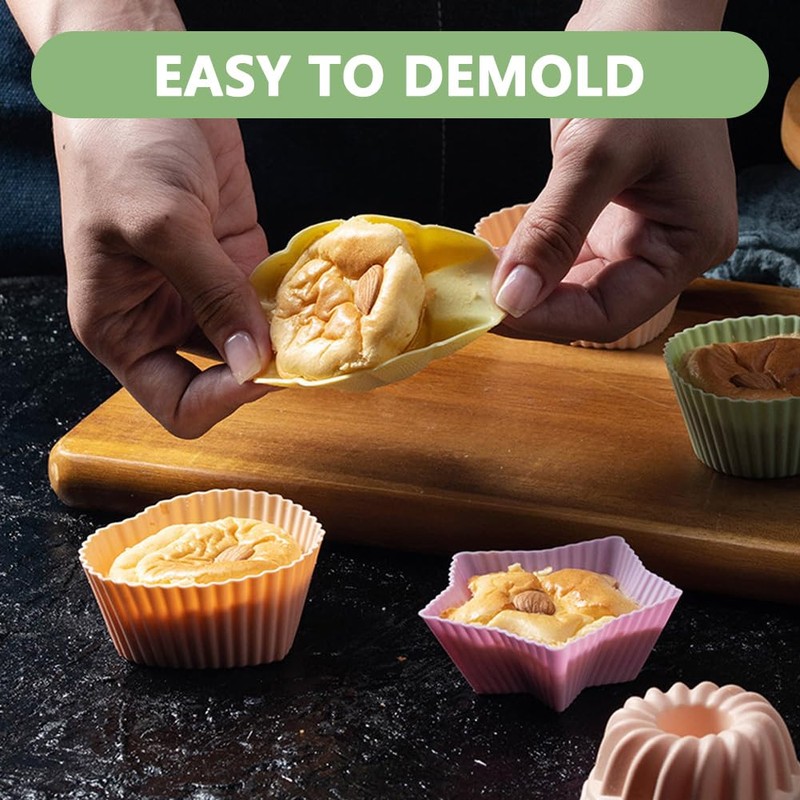 YASYU 5Pcs Silicone Baking Cups Muffin Liners, Reusable Baking Cups