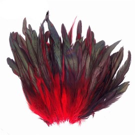 Yalulu 100PCS Natural Black Rooster Tail Dyed Feathers for Crafts Decorative Needlework Feathers for Craft DIY Wedding Decorations (Red)