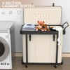 60 Gal (230L) Laundry Hamper 3 Section with Lid, Leather