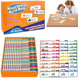 DONGTATA 30 Read and Rhyme Flip Books Englisch Lernkarten Sichtwörter & Wortfamilien Flash Cards Vorschule Sprachförderung ABC Lernspielzeug für Kinder mit Sprachspielen