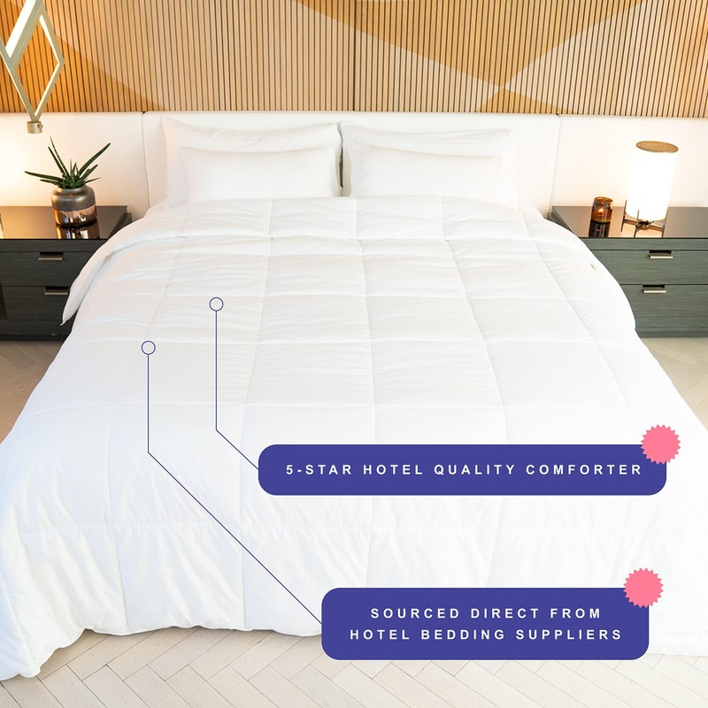 FluffCo Down Alternative Comforter/Hotel Comforter (Queen Comforter, 5-Star Hotel Quality