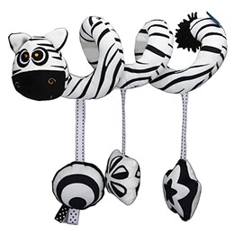 Juguete de Peluche en Espiral de Animales de Dibujos Animados para bebé, Juguete de Cochecito y Negro, Juguete de Actividad en Espiral y Elástico para Móvil de Cuna, (Tipo 2)