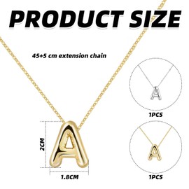 2 Pieces Alphabet Necklace, Alphabet A Necklace for Women, Alphabet Pendant Necklace, Jewellery Gifts for Women, Neck Accessories