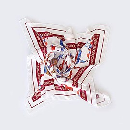 AYB Armenian Alphabet Scarf - Handmade Armenian Scarf by Moreni (White/Wine)