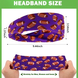 Didder Purple Football Gameday Headbands for Women Men Boys Girls Cheer Mom Essentials Game Day Hair Accessories