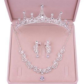 Ever Girl Bling Bride Accesorios para el cabello, Tiaras, arete, collar y conjuntos de boda, Una talla, Diamante de imitación, estrás