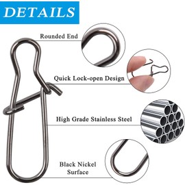 OROOTL Duo Lock Fishing Snaps Fishing Lures Clip Swivel Lock Stainless Steels Nice Snap Hook Size #0~#8