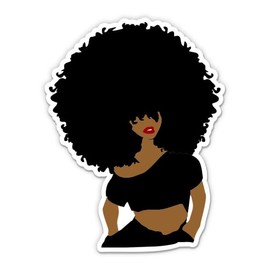 Afro Woman Sticker - for Water Bottle Phone Car Tumbler Laptop - Black Culture Queen Decal - Waterproof Vinyl - 3"