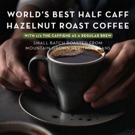 World's Best Half Caff Hazelnut Coffee 18ct. Solar Energy Produced Recyclable Single Serve Half Caff Hazelnut Coffee Pods - 100% Arabica Coffee California Roasted, KCup Compatible